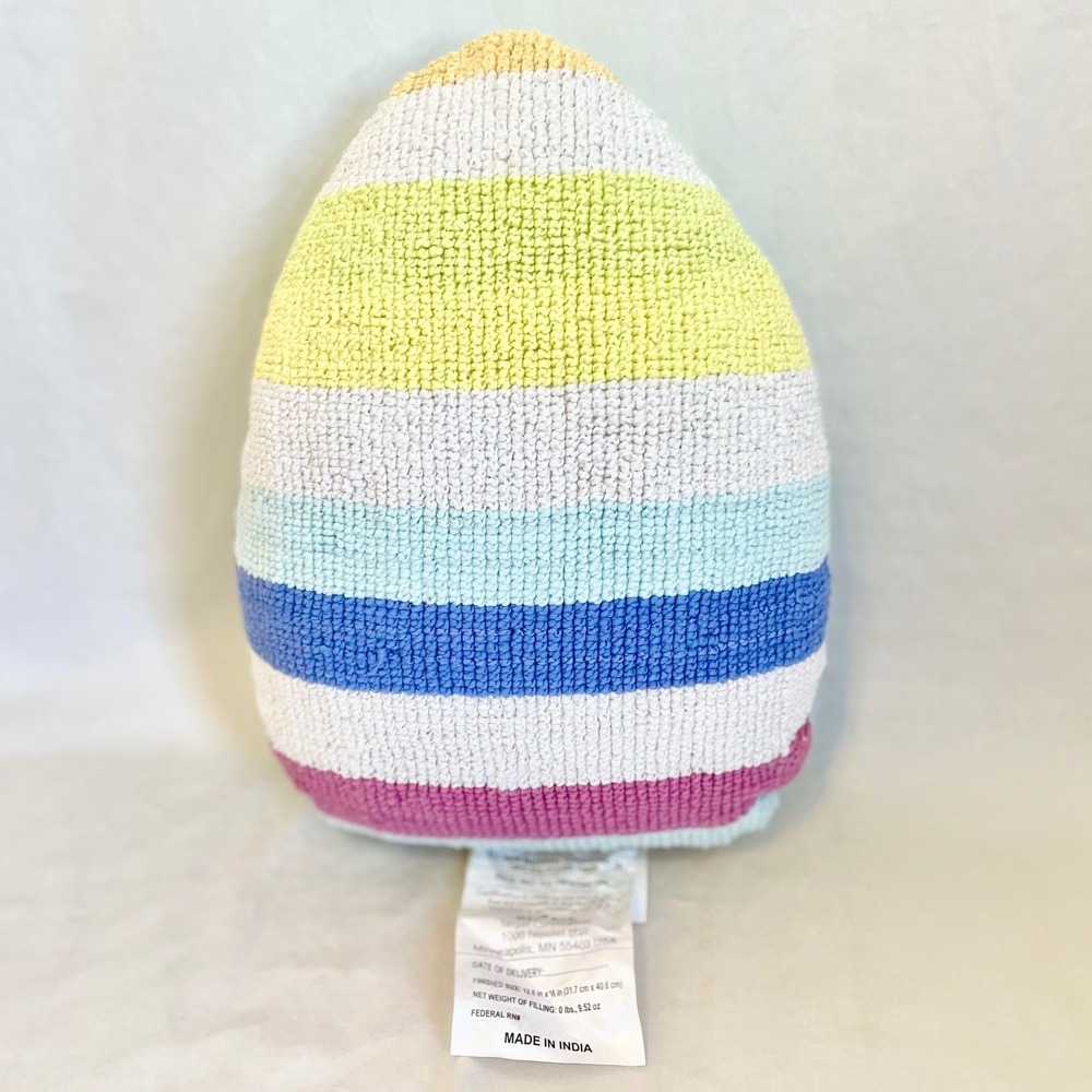 Room Essentials Easter Egg Throw Pillow Pastel Striped Tufted Decorative 16x12.5